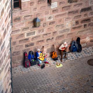 The Bardentreffen brings street musicians to all over Nuremberg, including its iconic castle.