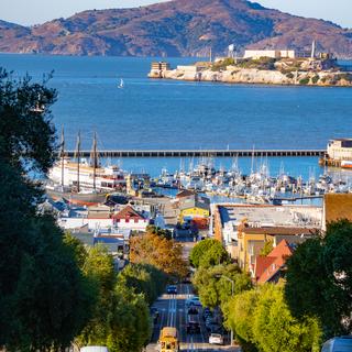 View of Alcatraz and the San Francisco Bay from Chestnut & Hyde.