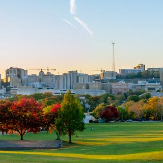 A panorama of Oakland from Flagstaff Hill in Pittsburgh.