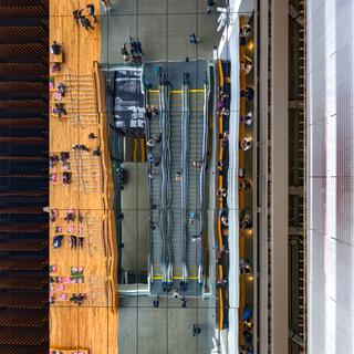 Reflection from the roof of the Summit building at the Seattle convention senter.