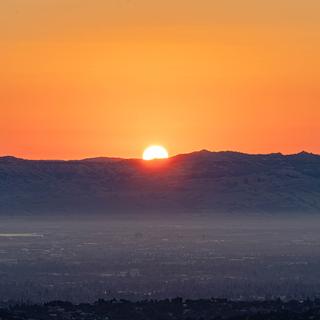 Sunrise over the San Francisco Bay from Skyline Blvd.