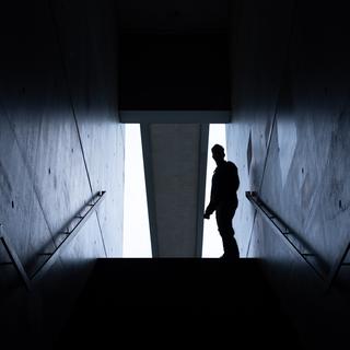 This narrow stairwell up to the Jakob-Mierscheid-Steg is iconically backlit, especially on an overcast day.