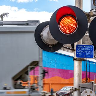 A level crossing in the South Side of Pittsburgh.