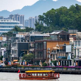 A ferry on the lake in Zhaoqing.